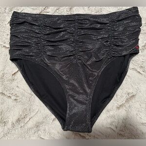 Robert Graham Black Metallic Shimmer Swim Bikini Bottom